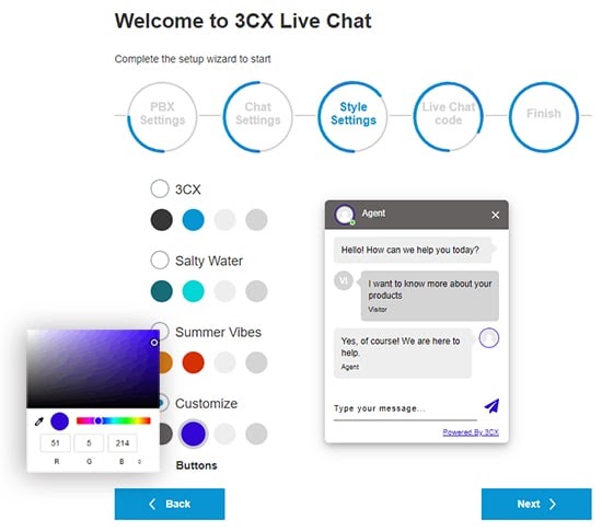 I nuovi temi del selettore della live chat